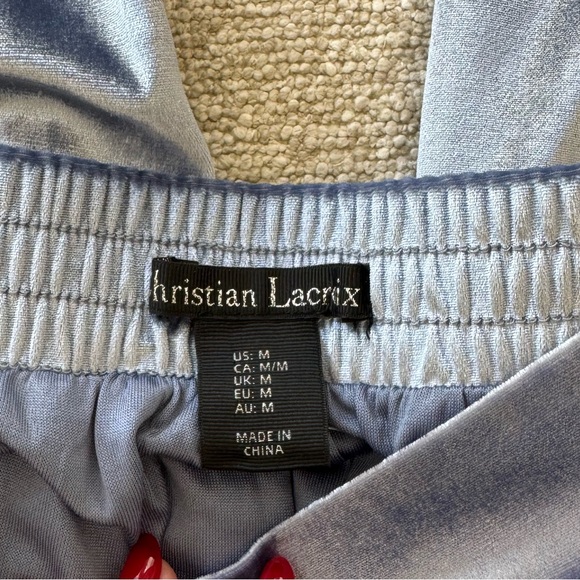 Christian Lacroix Velvet Wide Leg Pants with Built-In under pants – Blue Gray - Picture 2 of 5